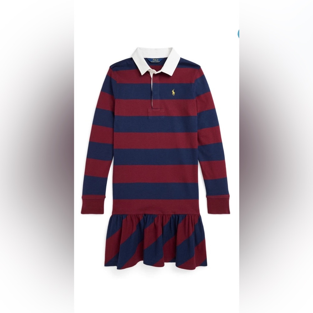 NWT Polo Ralph Lauren Big Girls Striped Cotton Jersey Rugby Dress